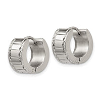 Stainless Steel Patterned Hinged Hoop Earrings ,