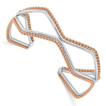Stainless Steel Pink IP-plated Textured Cuff Bangle ,