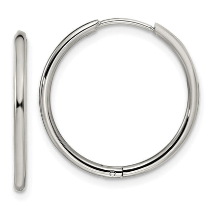 Stainless Steel Polished 1.6mm Hinged Hoop Earrings ,