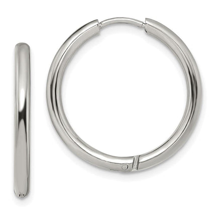 Stainless Steel Polished 2.5mm Hinged Hoop Earrings ,