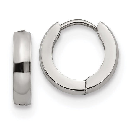 Stainless Steel Polished 3.0mm Hinged Hoop Earrings ,