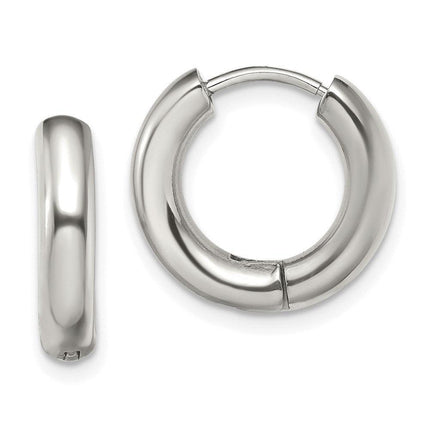 Stainless Steel Polished 3.5mm Hinged Hoop Earrings ,