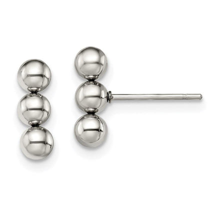 Stainless Steel Polished 3 Ball Post Earrings ,