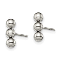 Stainless Steel Polished 3 Ball Post Earrings ,