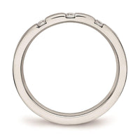 Stainless Steel Polished 3 Stone CZ 2.50mm Band ,