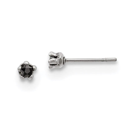 Stainless Steel Polished 3mm Black Star CZ Stud Post Earrings ,