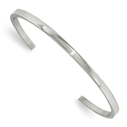 Stainless Steel Polished 3mm Cuff Bangle ,