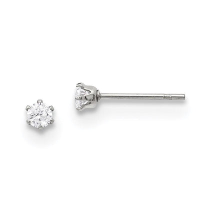 Stainless Steel Polished 3mm CZ Stud Post Earrings ,