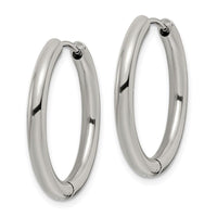 Stainless Steel Polished 3mm Hinged Hoop Earrings ,