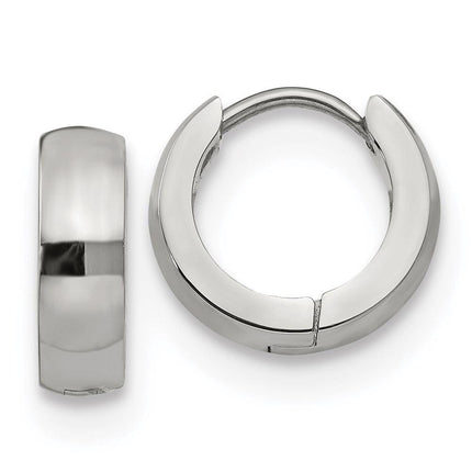 Stainless Steel Polished 4.0mm Hinged Hoop Earrings ,