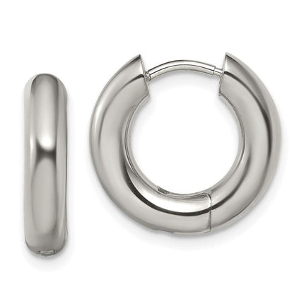 Stainless Steel Polished 4mm Hinged Hoop Earrings ,
