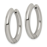 Stainless Steel Polished 4mm Hinged Hoop Earrings ,
