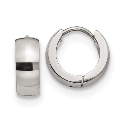 Stainless Steel Polished 5.0mm Hinged Hoop Earrings ,