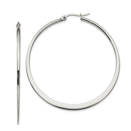 Stainless Steel Polished 50mm Hoop Earrings ,