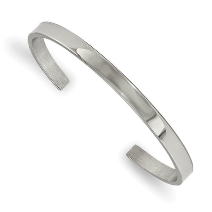 Stainless Steel Polished 5mm Cuff Bangle ,