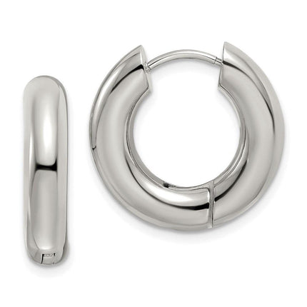 Stainless Steel Polished 5mm Hinged Hoop Earrings ,