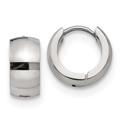Stainless Steel Polished 6.0mm Hinged Hoop Earrings ,
