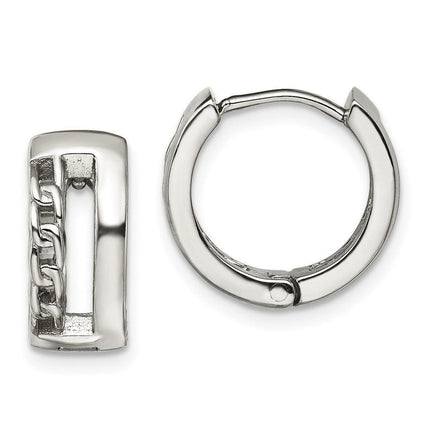 Stainless Steel Polished 6.50mm Huggie Hinged Hoop Earrings ,