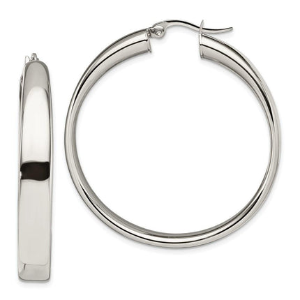 Stainless Steel Polished 6.75mm Hoop Earrings ,
