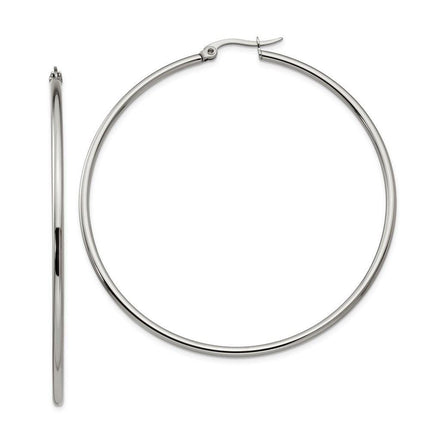 Stainless Steel Polished 60mm Hoop Earrings ,