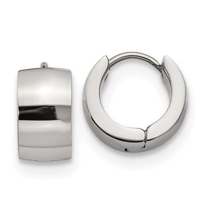 Stainless Steel Polished 7.0mm Hinged Hoop Earrings ,