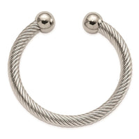 Stainless Steel Polished 7.3mm Cuff Bangle ,