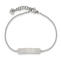 Stainless Steel Polished 7 inch w/1 inch ext. ID Bracelet ,