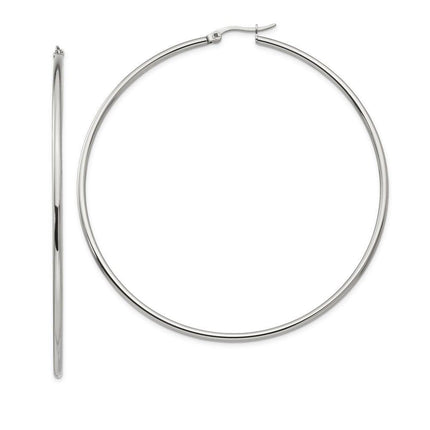 Stainless Steel Polished 70mm Hoop Earrings ,