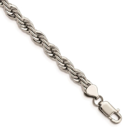 Stainless Steel Polished 7mm Rope Bracelet ,