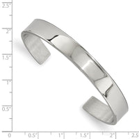 Stainless Steel Polished 8.85mm Cuff Bangle ,