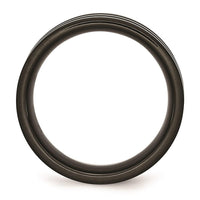 Stainless Steel Polished 8mm Black IP-plated Grey Carbon Fiber Inlay Band ,