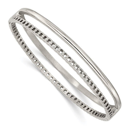 Stainless Steel Polished 9.25mm Hinged Bangle ,