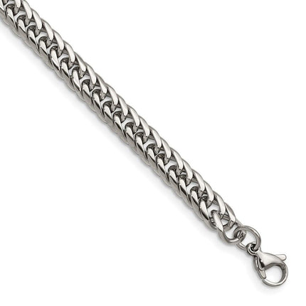 Stainless Steel Polished 9in Double Curb Chain Bracelet ,