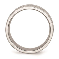 Stainless Steel Polished 9mm Textured Rounded Edge Ring ,
