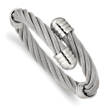 Stainless Steel Polished Adjustable Twist Wire Cuff Bangle ,
