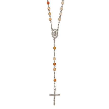 Stainless Steel Polished Agate Rosary ,
