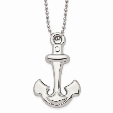 Stainless Steel Polished Anchor Mariner Cross Necklace ,