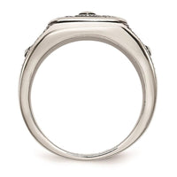 Stainless Steel Polished and Antiqued Cross Ring ,