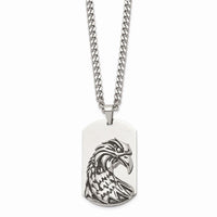Stainless Steel Polished and Antiqued Eagle Necklace ,