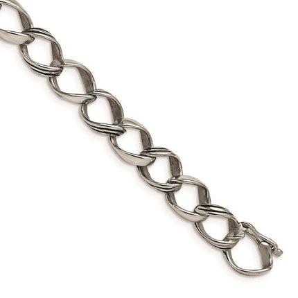 Stainless Steel Polished and Antiqued Fancy Link Bracelet ,