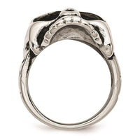 Stainless Steel Polished and Antiqued Skull Ring ,