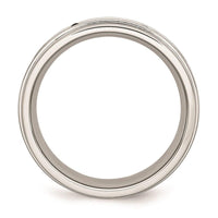 Stainless Steel Polished & Black Diamonds 8mm Band ,