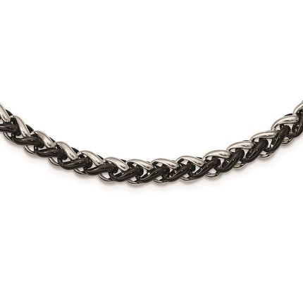 Stainless Steel Polished & Black IP-plated 24in Necklace ,
