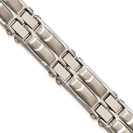 Stainless Steel Polished and Brushed 8.5in Link Bracelet ,