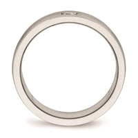 Stainless Steel Polished and Brushed Grooved CZ Ring ,