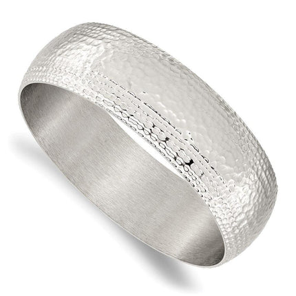 Stainless Steel Polished and Brushed Hammered Bangle ,