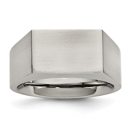 Stainless Steel Polished and Brushed Signet Ring ,