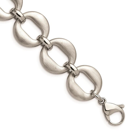 Stainless Steel Polished and Brushed w/.7in ext. Bracelet ,