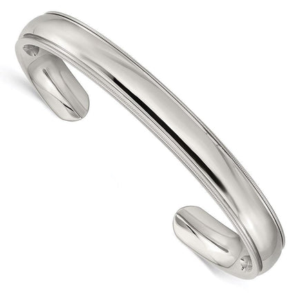 Stainless Steel Polished and Grooved Bangle ,