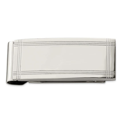 Stainless Steel Polished and Grooved Money Clip ,